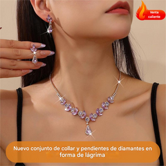 【Collar + Pendientes】1 conjunto de 25 euros,💎Nuevo conjunto de collar y pendientes de diamantes en forma de lágrima