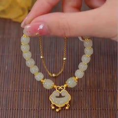 ✨【🔥Artículo de gran venta】Nueva pulsera de jade hetiano en oro de 14 quilates