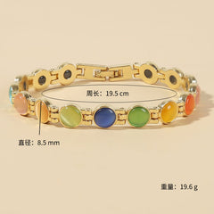 🌈✨【🔥Artículo de gran venta-1 pieza 25€】Elegante pulsera magnética con piedras de ojo de gato doradas