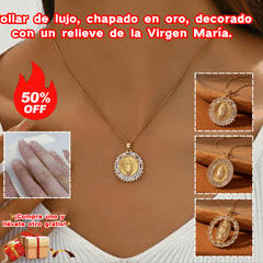 【50%OFF!】✨Collar de lujo, collar dorado con diseño en relieve de la Virgen María