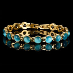 🌈✨【🔥Artículo de gran venta-1 pieza 25€】Elegante pulsera magnética con piedras de ojo de gato doradas