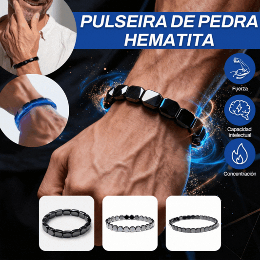 【Artículo de gran venta】🔥Pulsera de energía de hematita y ónix negro|Recupera tu fuerza y confianza masculina