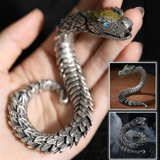 🐉🐍【Artículo de gran venta】Pulsera de dragón vintage hecha a mano para hombre