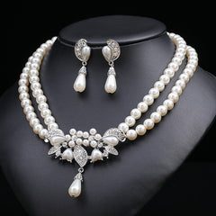 【Dos collares de perlas + un pendiente de perla】1 conjunto de 28 euros,Set de colier de perle versatil pentru femei