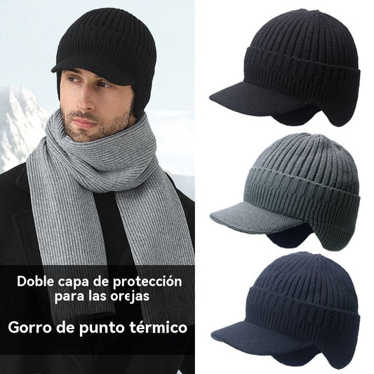 【Estilo con forro polar】1 artículo 27 euros🔥Gorro de punto cálido de invierno para hombre con orejeras.