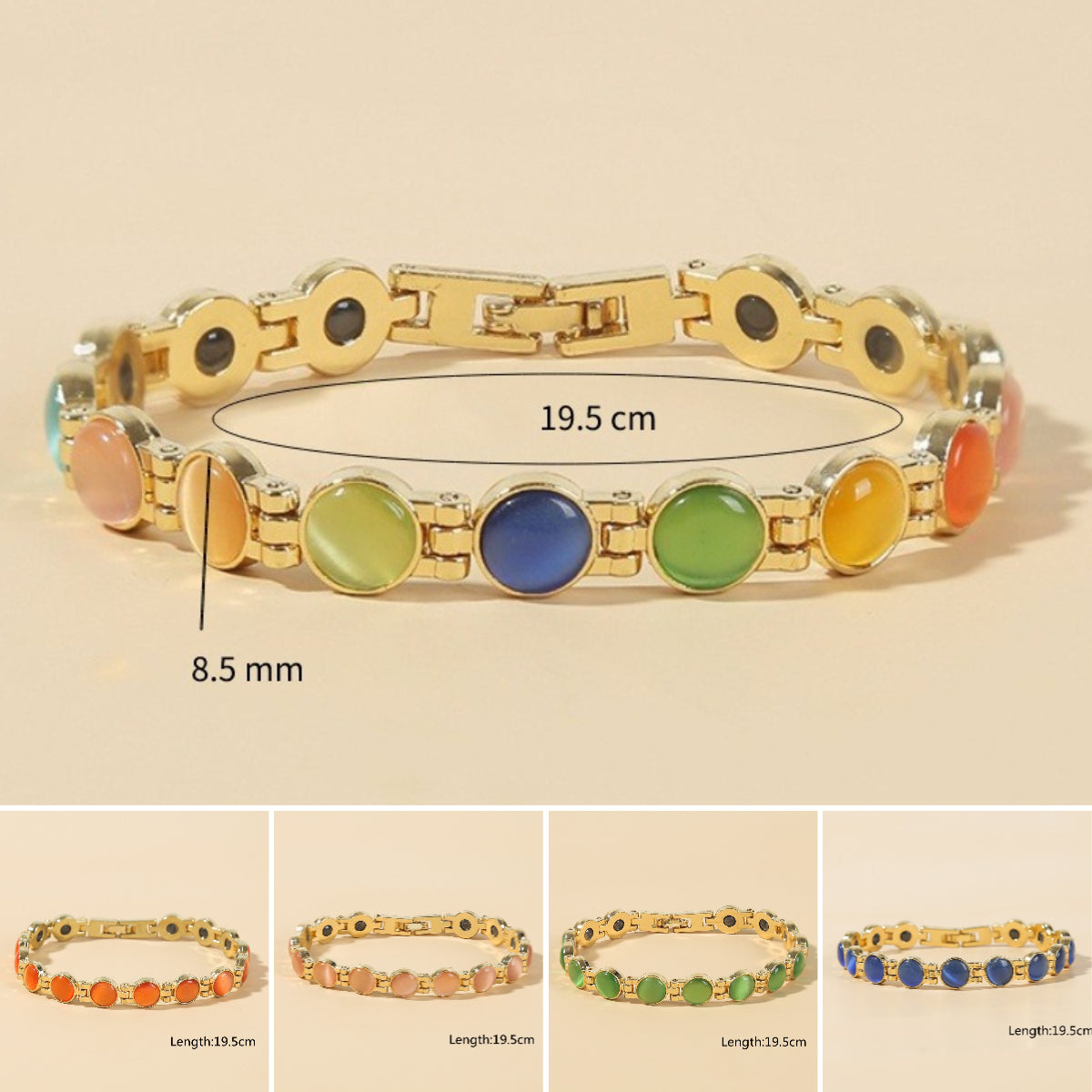 🌈✨【🔥Artículo de gran venta-1 pieza 25€】Elegante pulsera magnética con piedras de ojo de gato doradas