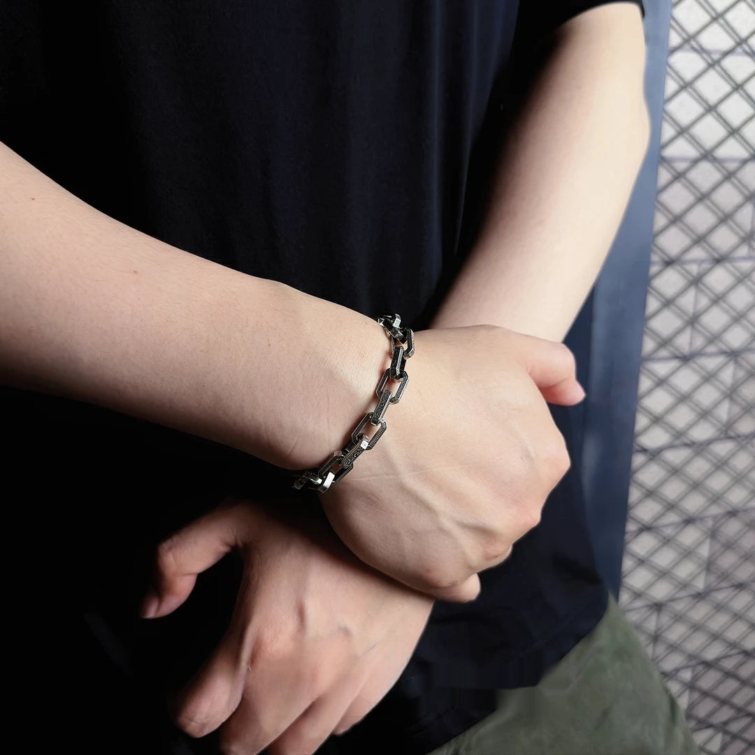 🔥【🔥Artículo de gran venta-🔥1 piezas 27 euros】Pulsera de cuentas retorcidas de plata S925 para hombre