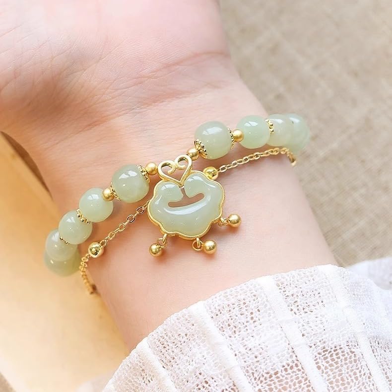 ✨【🔥Artículo de gran venta】Nueva pulsera de jade hetiano en oro de 14 quilates