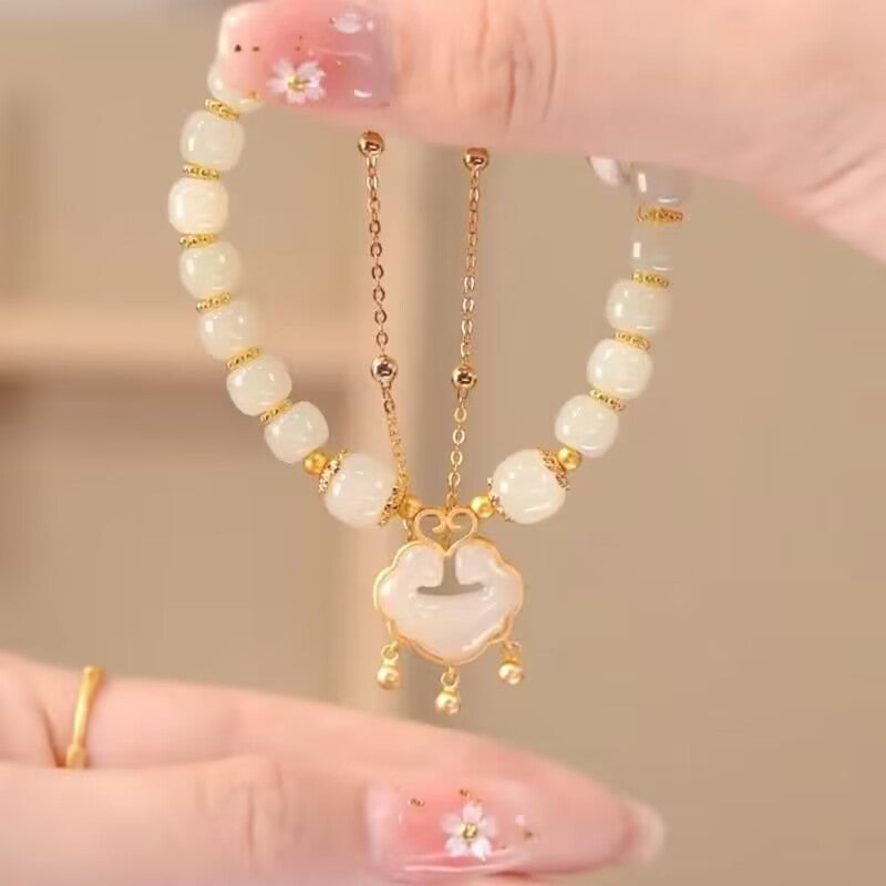 ✨【🔥Artículo de gran venta】Nueva pulsera de jade hetiano en oro de 14 quilates