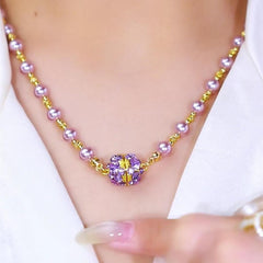 🫧🦪【🔥Artículo de gran venta】Collar de perlas con colgante magnético y diamantes incrustados