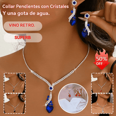【Compre uno y llévese otro gratis】💎【Collar + Pendientes】Conjunto de joyas de cristal de dos piezas