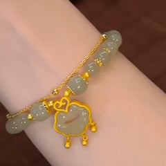 ✨【🔥Artículo de gran venta】Nueva pulsera de jade hetiano en oro de 14 quilates