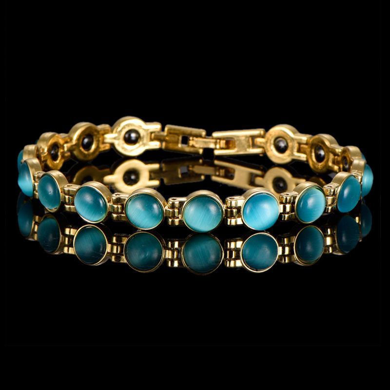 🌈✨【🔥Artículo de gran venta-1 pieza 25€】Elegante pulsera magnética con piedras de ojo de gato doradas