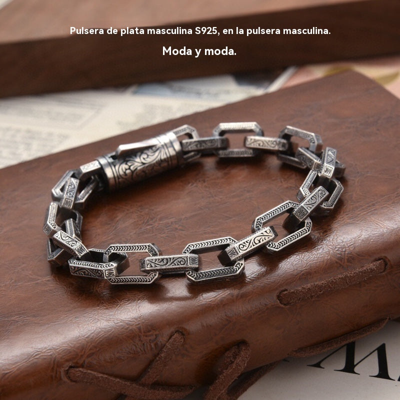 🔥【🔥Artículo de gran venta-🔥1 piezas 27 euros】Pulsera de cuentas retorcidas de plata S925 para hombre