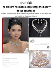 【Dos collares de perlas + un pendiente de perla】1 conjunto de 28 euros，Set de colier de perle versatil pentru femei